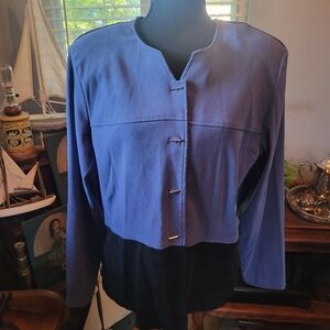 Dressbarn Women's Blue Blazer with Metal Accents